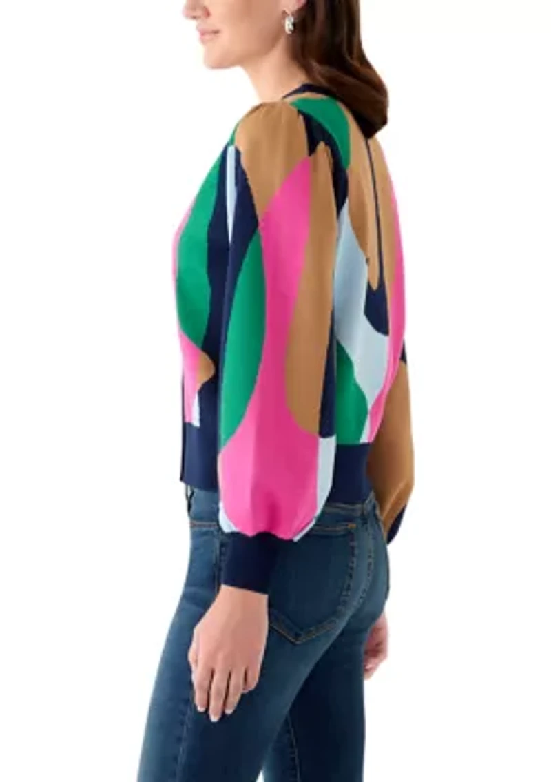 Women's Intarsia Knit Cropped Cardigan