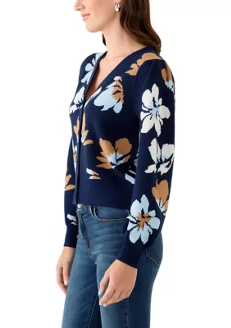 Women's Intarsia Knit Cropped Cardigan