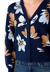 Women's Intarsia Knit Cropped Cardigan