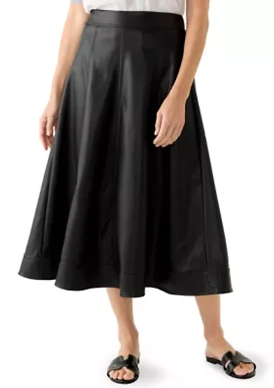 Women's Leather Midi Skirt