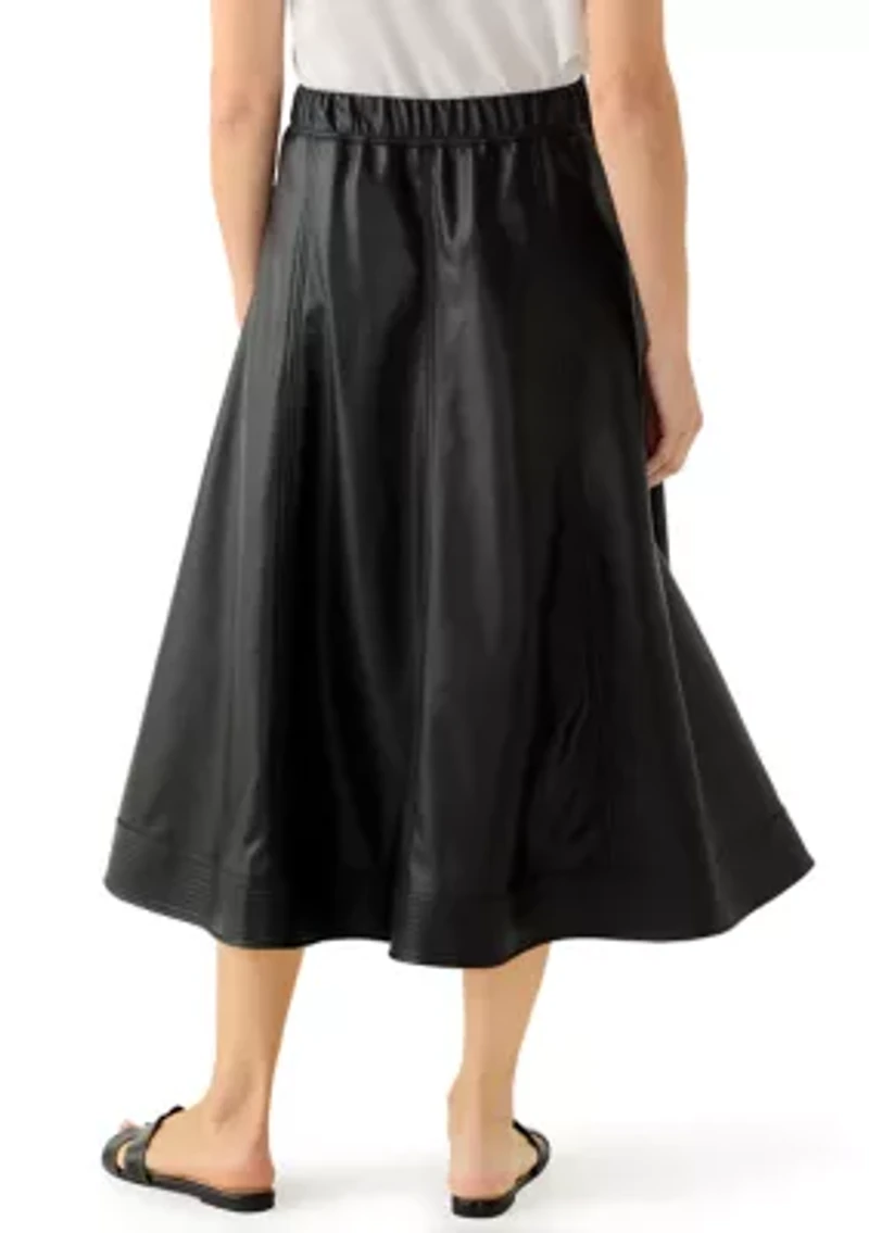 Women's Leather Midi Skirt