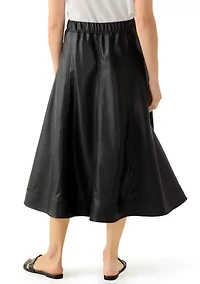 Women's Leather Midi Skirt