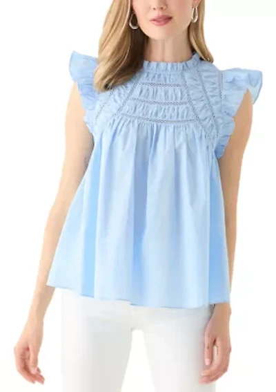 Petite Flutter Sleeve Voile Woven Blouse