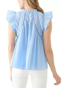 Petite Flutter Sleeve Voile Woven Blouse