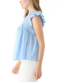 Petite Flutter Sleeve Voile Woven Blouse