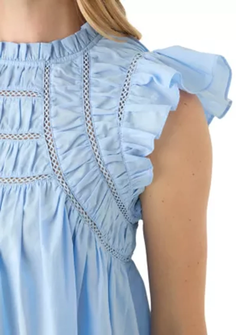 Petite Flutter Sleeve Voile Woven Blouse