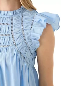 Petite Flutter Sleeve Voile Woven Blouse