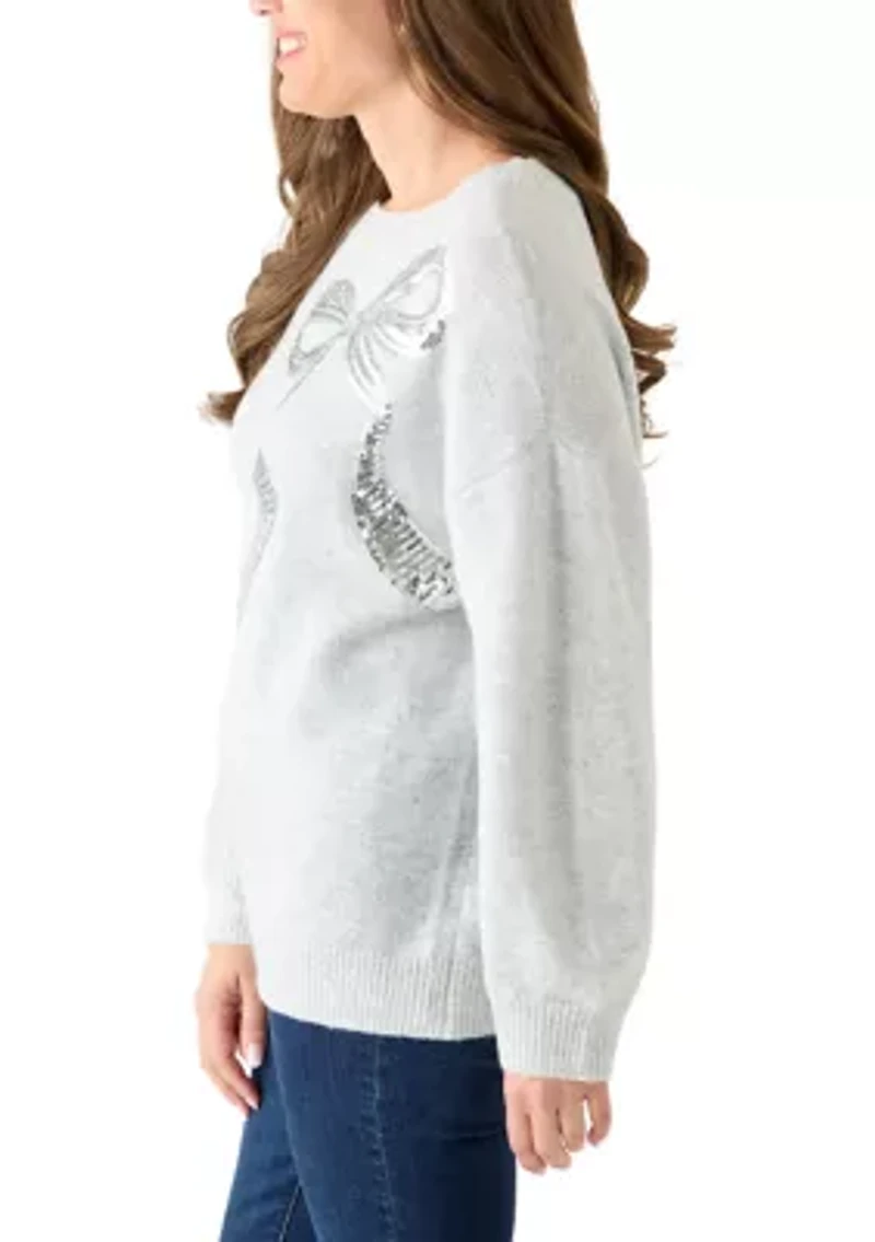 Petite Shine Bow Sweater