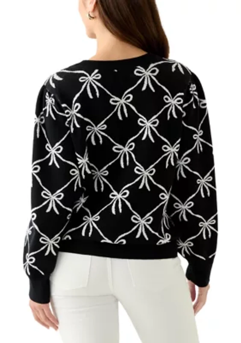 Petite Puff Sleeve Intarsia Sweater