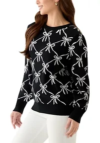 Petite Puff Sleeve Intarsia Sweater