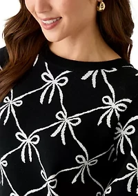 Petite Puff Sleeve Intarsia Sweater