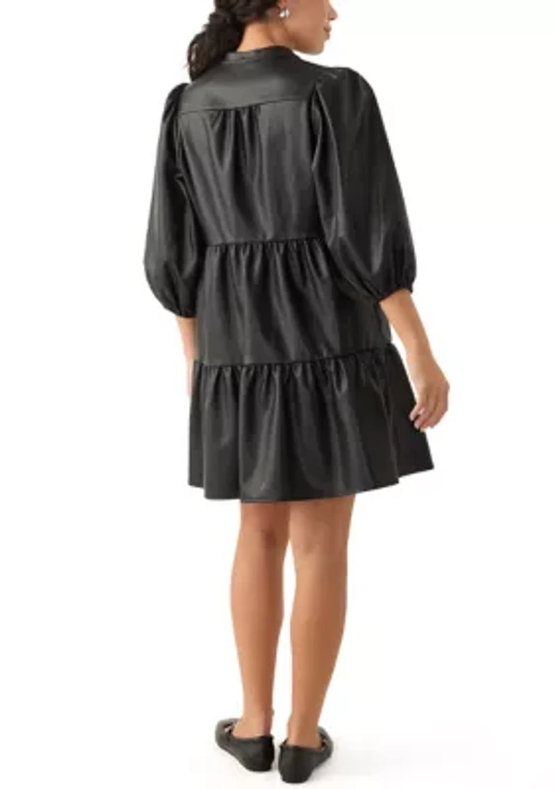Petite Tiered Vegan Leather Dress