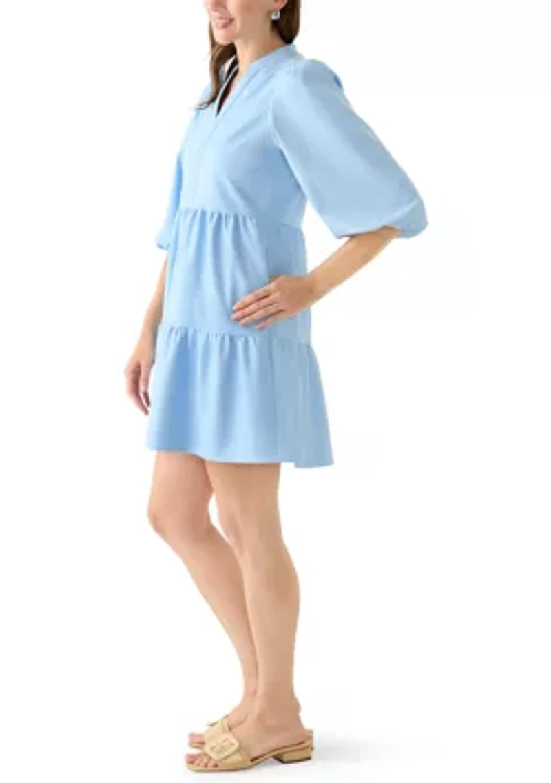 Petite Tiered Vegan Leather Dress