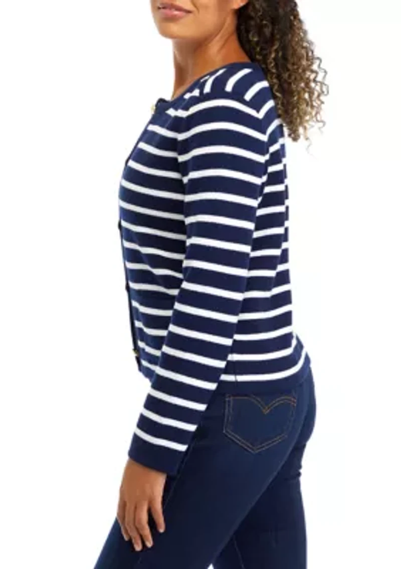 Petite Button Crop Cardigan