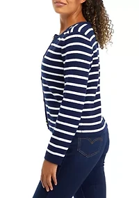 Petite Button Crop Cardigan