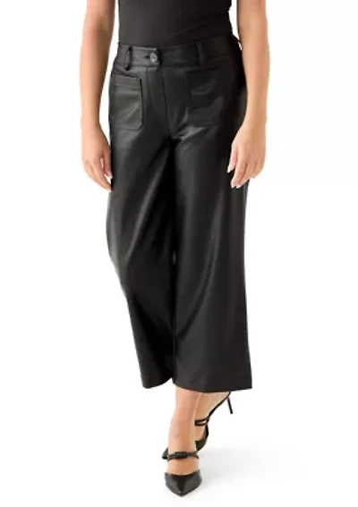 Petite Leather Cropped Pants