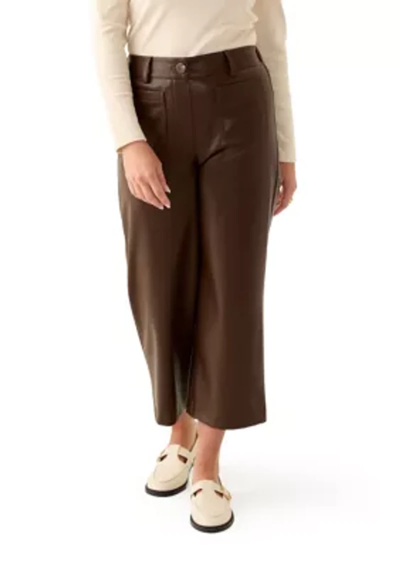Petite Leather Cropped Pants