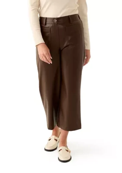 Petite Leather Cropped Pants
