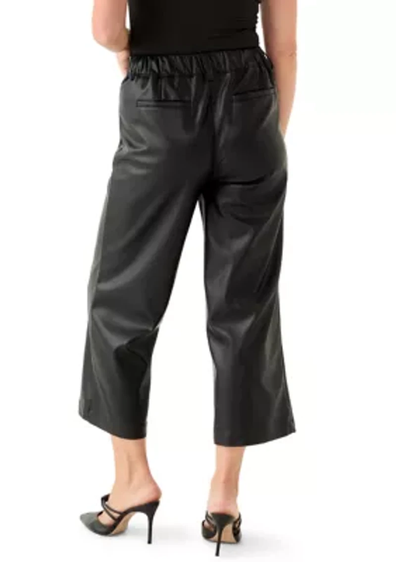 Petite Leather Cropped Pants