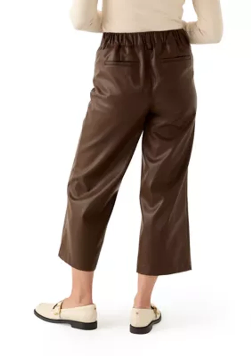 Petite Leather Cropped Pants