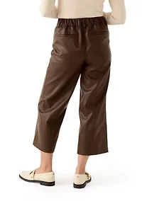 Petite Leather Cropped Pants