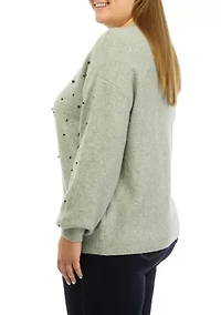 Plus Pearl Jeweled Sweater
