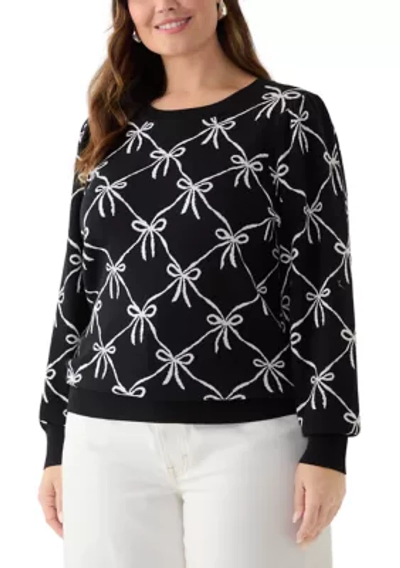 Plus Puff Sleeve Intarsia Sweater