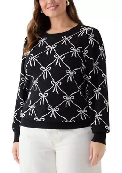 Plus Puff Sleeve Intarsia Sweater