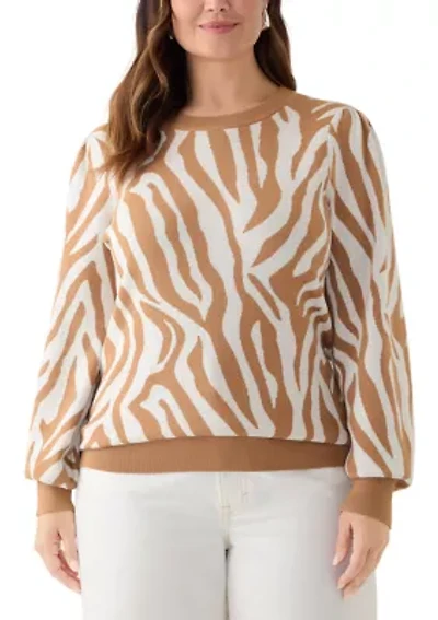 Plus Puff Sleeve Intarsia Sweater