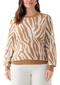 Plus Puff Sleeve Intarsia Sweater