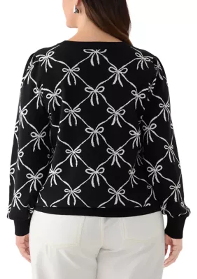 Plus Puff Sleeve Intarsia Sweater