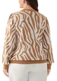 Plus Puff Sleeve Intarsia Sweater