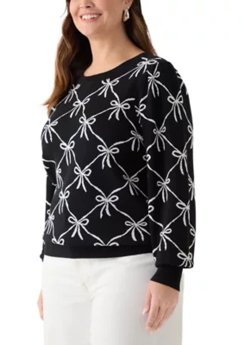 Plus Puff Sleeve Intarsia Sweater