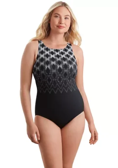 Wave Power High Neck Tank One Piece Swimsuit