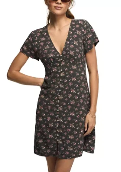Printed Short Sleeve Slip Mini Dress