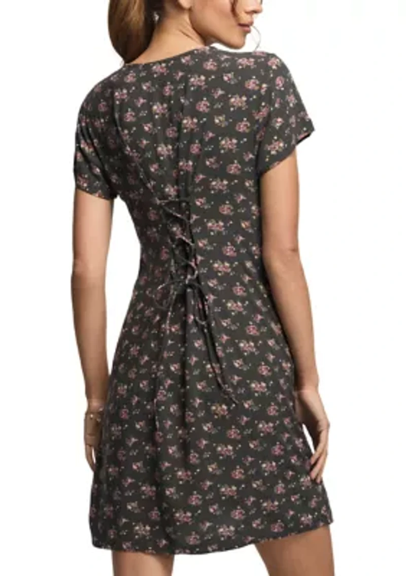 Printed Short Sleeve Slip Mini Dress