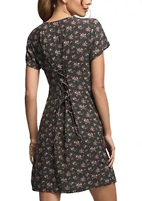 Printed Short Sleeve Slip Mini Dress