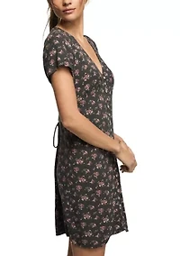 Printed Short Sleeve Slip Mini Dress