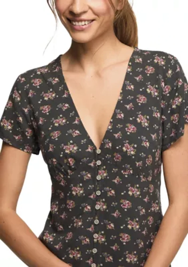 Printed Short Sleeve Slip Mini Dress