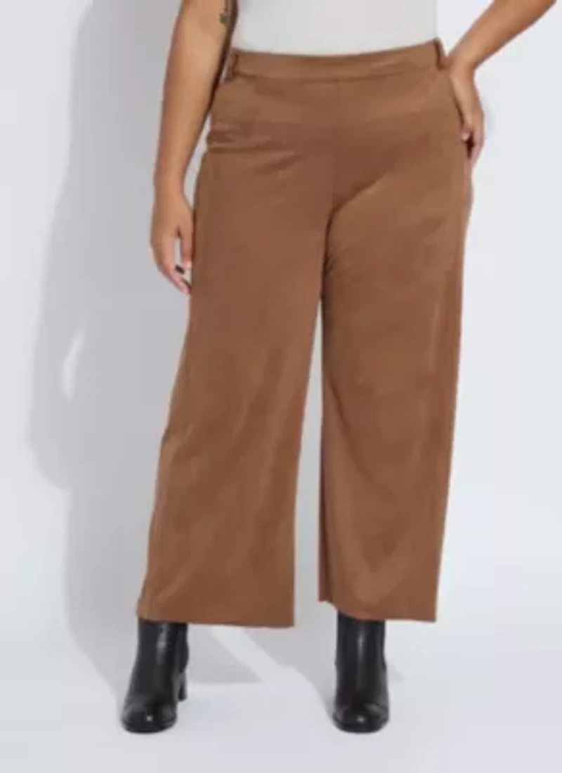 Vionette Vegan Suede Wide Leg Trouser Curvy