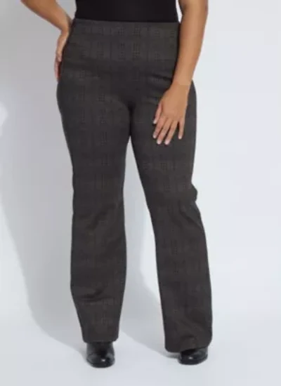 Patterned Hi Waist Ponte Trouser w/ Piping Curvy