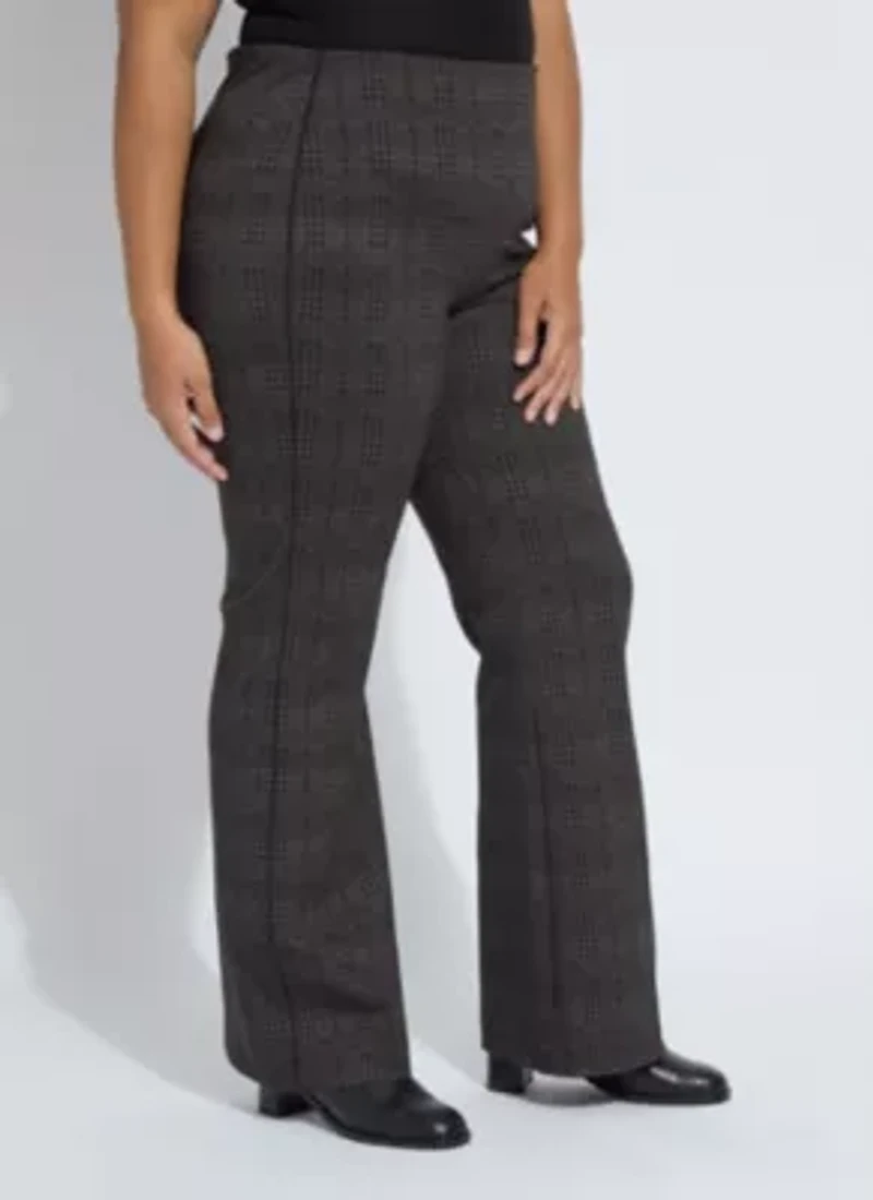 Patterned Hi Waist Ponte Trouser w/ Piping Curvy