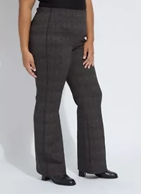 Patterned Hi Waist Ponte Trouser w/ Piping Curvy