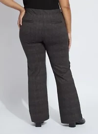 Patterned Hi Waist Ponte Trouser w/ Piping Curvy