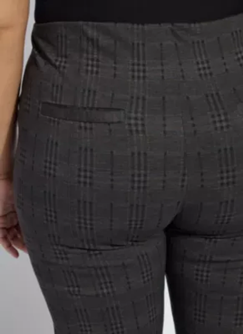 Patterned Hi Waist Ponte Trouser w/ Piping Curvy