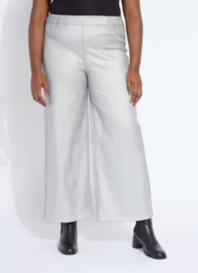 Metallic Coated Wide Leg Denim Curvy