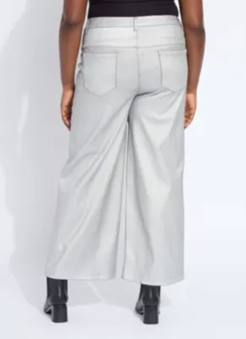 Metallic Coated Wide Leg Denim Curvy