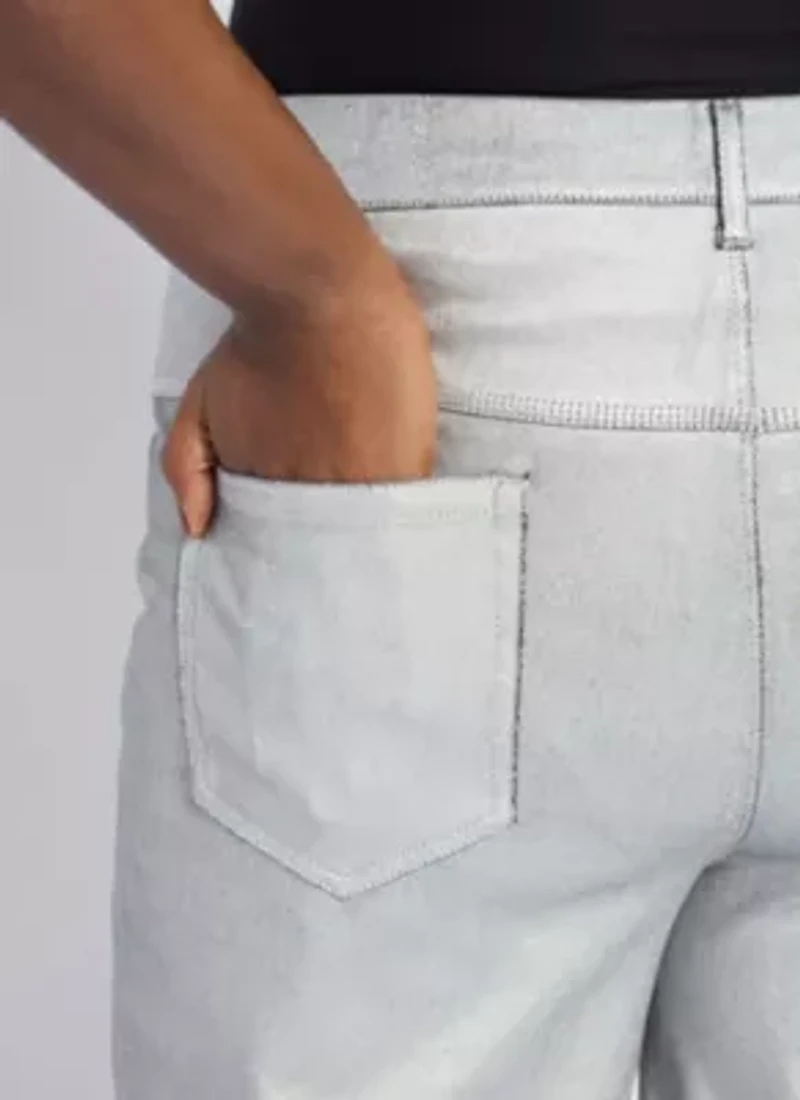 Metallic Coated Wide Leg Denim Curvy