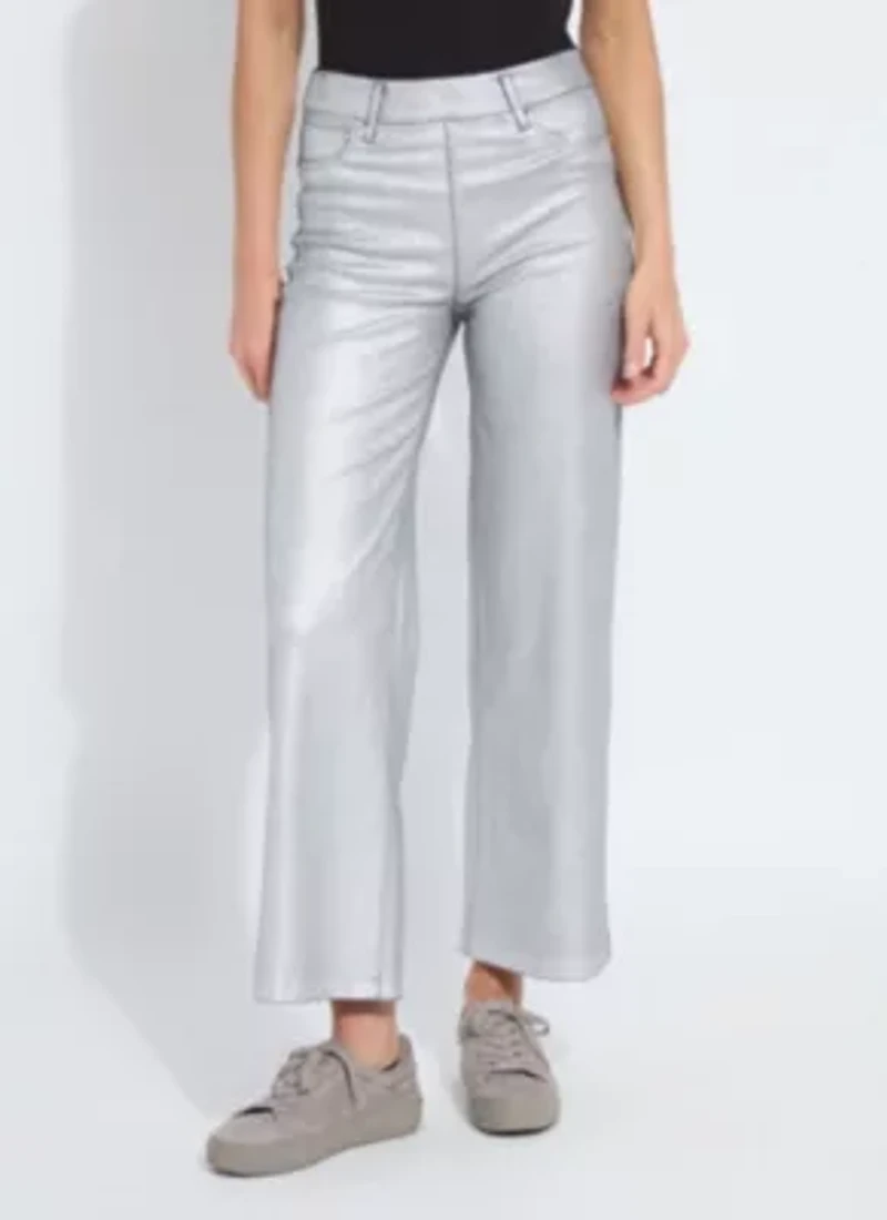 Metallic Coated Wide Leg Denim