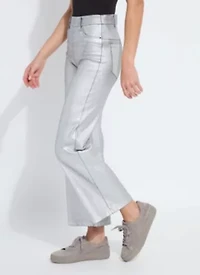Metallic Coated Wide Leg Denim